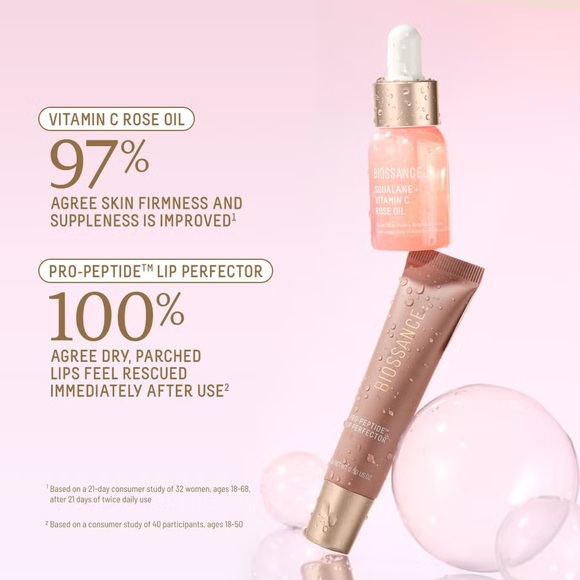 Biossance Bright Luminaries Pro-Peptide Lip Perfector + Mini Rose Oil Set - Picture 2 of 5